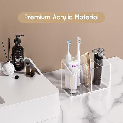 Acina 2PCS Clear Makeup Brush Holder Organizer Acrylic 3-Slots Cosmetic Brushes - Image 3