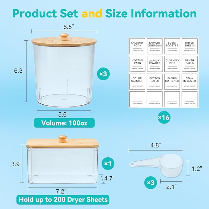 Laundry Pods Container & Dryer Sheet Holder, Laundry Room Organization and - Image 2