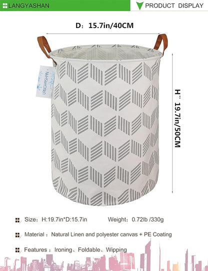 LANGYASHAN Laundry Basket Canvas Fabric Collapsible Organizer Basket - Image 2