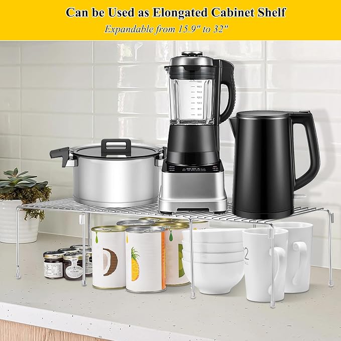 Set of 2 Kitchen Cabinet Organizer Shelves, Stackable Organizer and Storage - Image 5