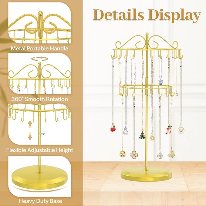 MODOWEY Rotating Necklace Holder Organizer Display Stand - Image 5
