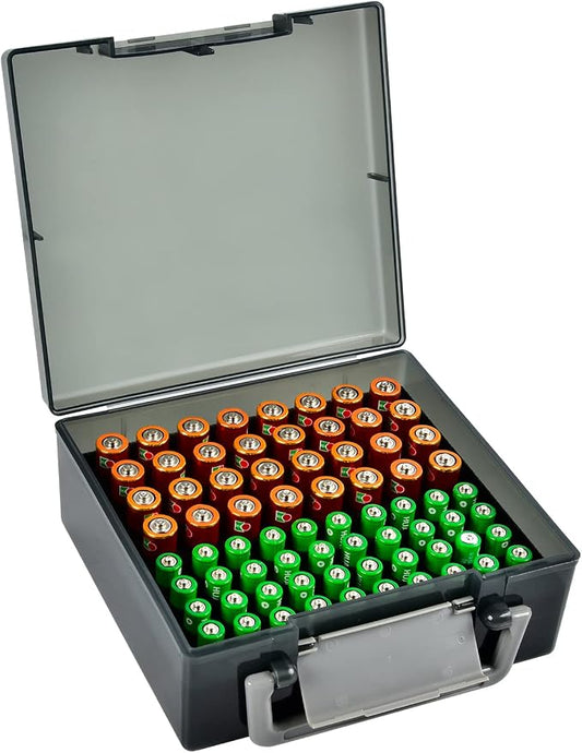 FULLCASE Battery Storage Organizer Holder Holds 72 AA AAA Batteries, Box Cases by FullcaseEasyLifeStorage