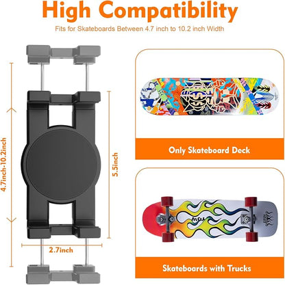DYAUS 360° Rotating Skateboard Wall Mount, Extending Skateboard Wall Hanger - Image 2