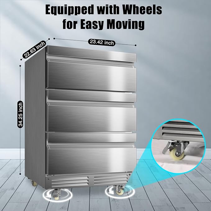 24 Inch Upgraded Three-Drawer Beverage Fridge, Weather Proof Outdoor Stainless - Image 3