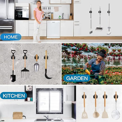 6PCS Broom and Mop Holder, Heavy Duty Garden Tool Organizer Rack Rake and - Image 7