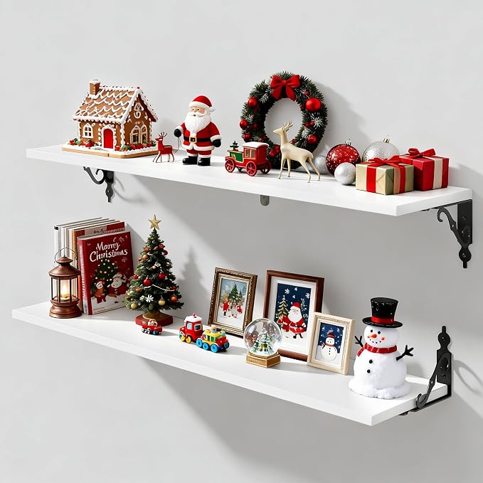Fun Memories 36 Inches Floating Shelves, Rustic Long Wall Shelves, 8 Inch Deep by FunMemories
