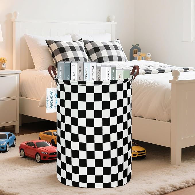 LANGYASHAN Laundry Basket Canvas Fabric Collapsible Organizer Basket - Image 6
