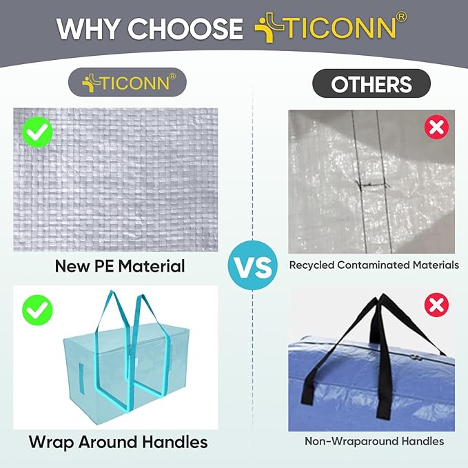 TICONN 2 Pack Extra Large Moving Bags - Image 4