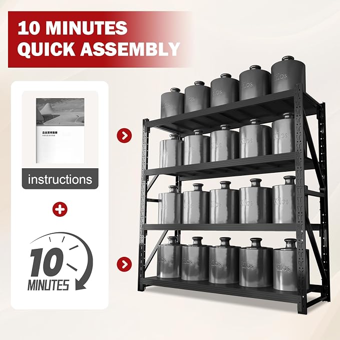 3000LBS Garage Shelving Heavy Duty, 79” H Storage Shelves, 4-Tier Adjustable - Image 7