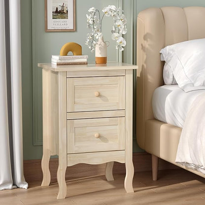 VINGLI Nightstands Set of 2, Unfinished Solid Wood Nightstand Color DIY - Image 9