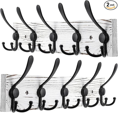 2pcs Coat Rack Wall Mount Wooden Hat Rack by Kuhome