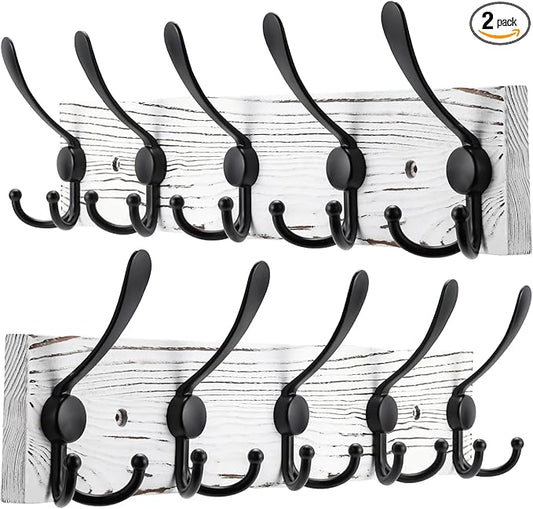 2pcs Coat Rack Wall Mount Wooden Hat Rack by Kuhome
