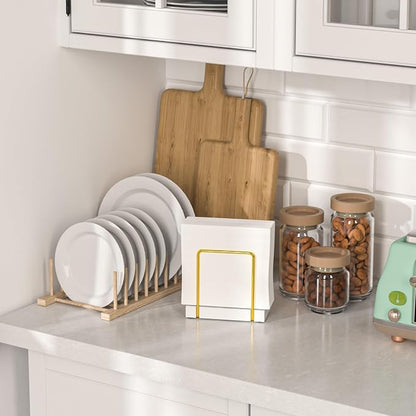 Napkin Holder for Table, Bamboo Iron Standing Napkin Dispenser for Dining Table - Image 3