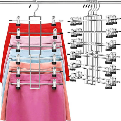 Pants Hangers with Clips, Space Saving Hanging Closet Organizer-6 Tiers Skirt by Lumigens