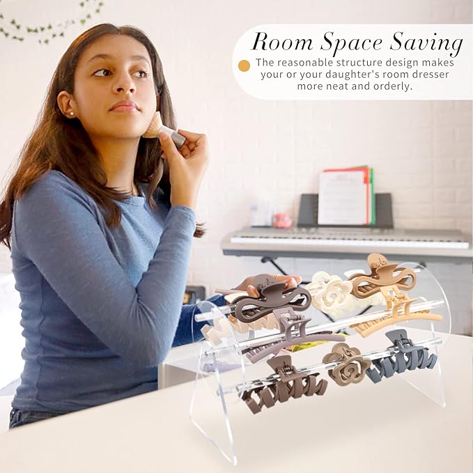 SNOWSTAR Acrylic Claw Clip Organizer Holder, 360-Degree Rotating Claw Clip - Image 4