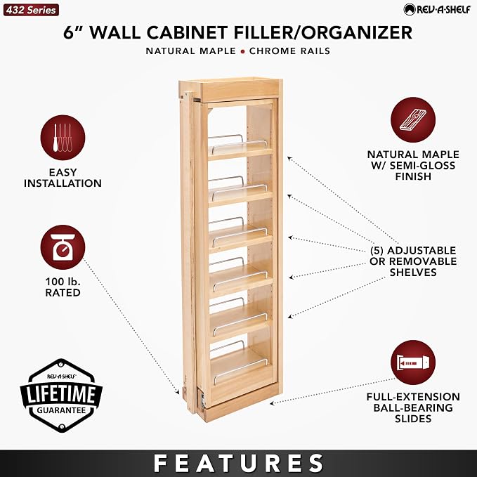 Rev-A-Shelf 6" W x 39" H Pull Out Quad Shelf Organizer - Image 4