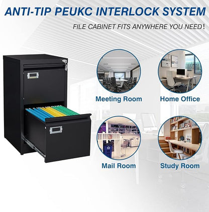 2-Drawer File Cabinet, 16.3" Deep Vertical Metal Filing Cabinet - Image 6