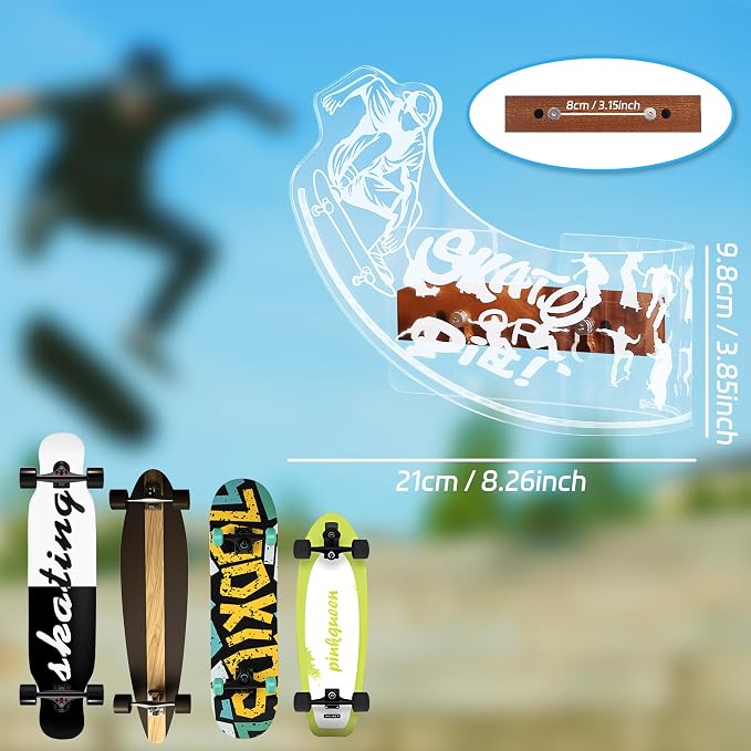 Light Up Skateboard Wall Mount, Acrylic Skateboard Rack - Image 5