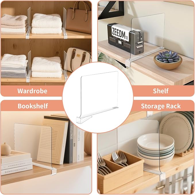 15 Pack Clear Shelf Dividers for Closets, Acrylic Dividers for Shelves - Image 7