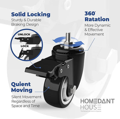 HOMEDANT House 5-Tier Metal Rolling Cart Shelf Rack Casters Heavy Duty Wheel - Image 13