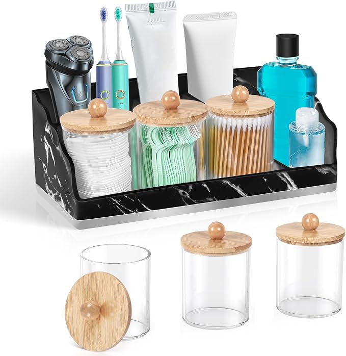 Marble Bathroom Countertop Organizer, Toothbrush Holders by TuCao