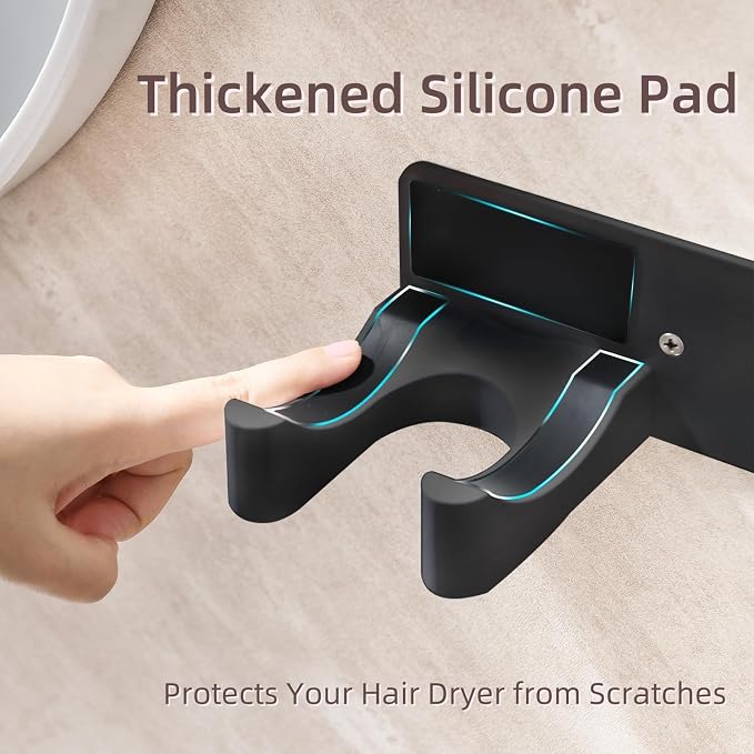 Hair Dryer Holder Wall Mounted, Hair Dryer Organizer Self Adhesive Compatible - Image 2