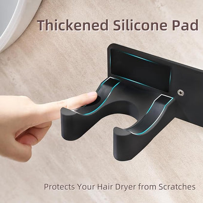 Hair Dryer Holder Wall Mounted, Hair Dryer Organizer Self Adhesive Compatible - Image 2