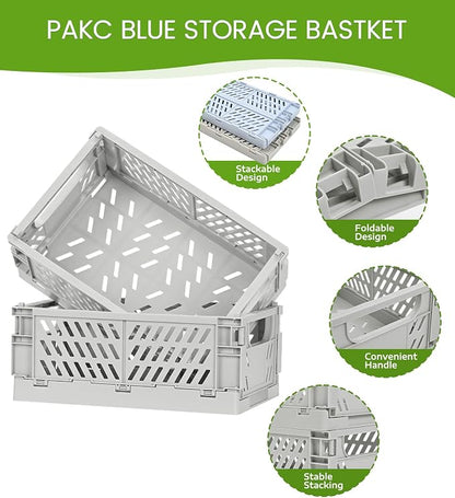 2-Pack Small Pastel Plastic Storage Baskets, Collapsible Crates - Image 2