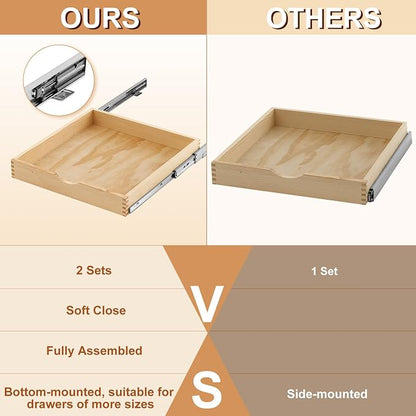 Menkxi 2 Set Pull out Tray Cabinet Organizer Wooden Pull Drawers storage Slide - Image 4