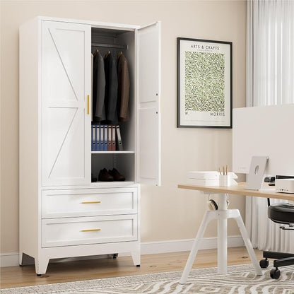 71" Tall Metal Wardrobe Cabinet - Image 7