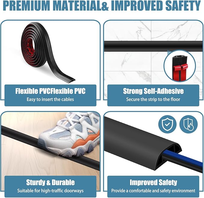 Floor Cord Covers for Wires 12FT Cable Hider Wire Cover Self Adhesive Cord - Image 4