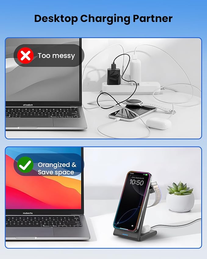 3 in 1 Wireless Charging Station, Foldable Magnetic Wireless Charger Stand - Image 7