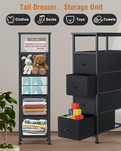 Narrow Dresser for Bedroom, Fabric Tall Dresser & Chests of Drawers - Image 5