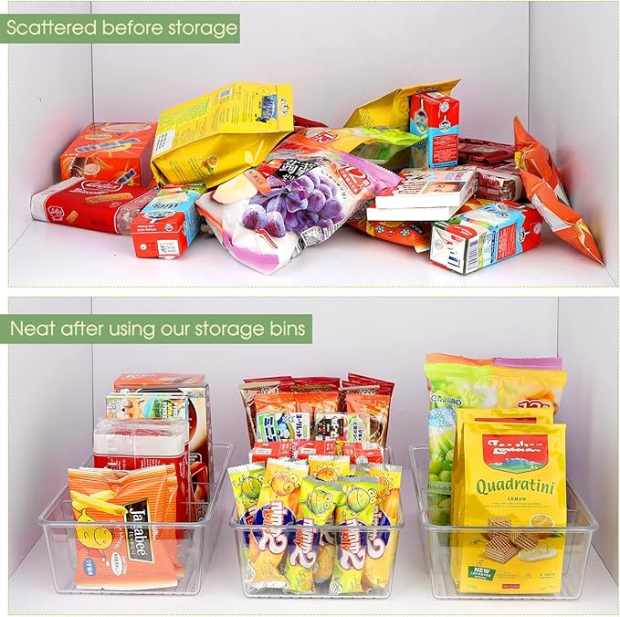 Snack Organizer for Pantry Shelf, 2 Pack Clear Plastic Pantry Storage Bins - Image 6