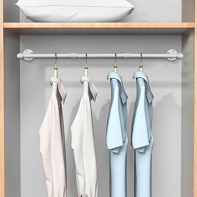 Industrial Iron Pipe Clothes Hanging Bar DIY Wall-Mounted Garment Rack Heavy - Image 2