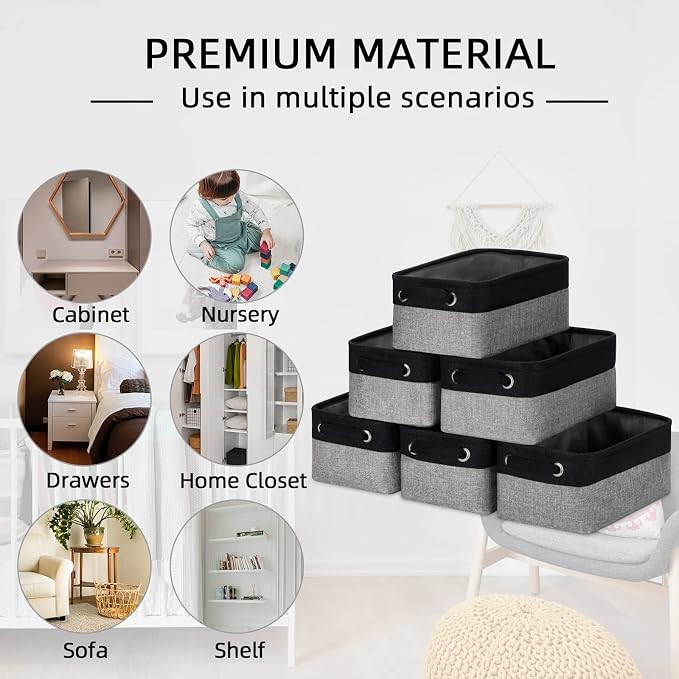 HNZIGE Storage Baskets for Storage Fabric Small Organizer Bins for Shelves - Image 4