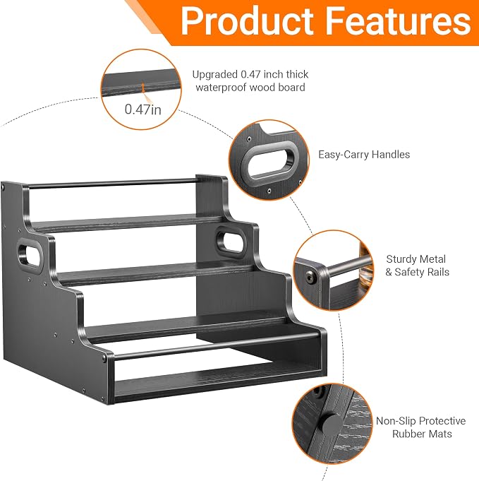 2 Pack 4-Tier Liquor Bottle Display Shelf, 16-Inch Wooden Bar Shelves - Image 4