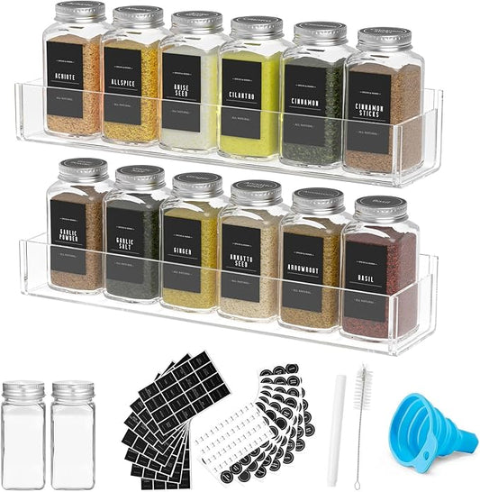 PMMASTO Adhesive Acrylic Spice Rack Organizer by PMMASTO