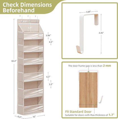 Over Door Organizer with 6 Extra Large Pockets 12 Side Pockets, Sturdy Closet - Image 2