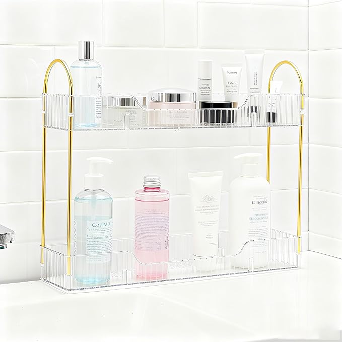 Bathroom Countertop Organizer, 2-Tier Slim Vanity Storage Rack - Image 5