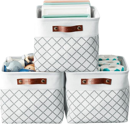 DECOMOMO White Storage Bins Fabric Storage Baskets by DECOMOMO