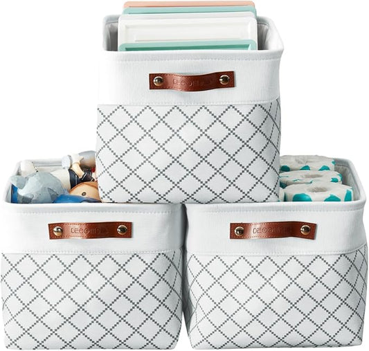 DECOMOMO White Storage Bins Fabric Storage Baskets by DECOMOMO