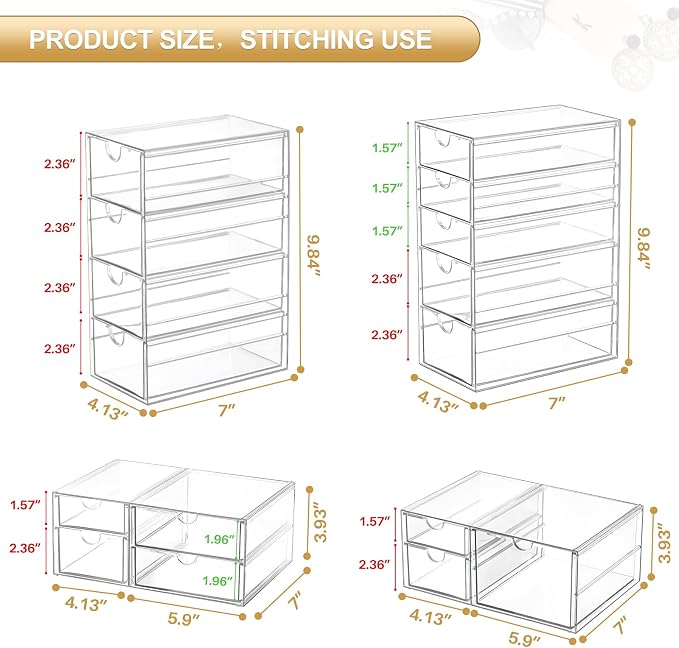 Makeup Organizer Storage With 16 Drawers, Desk Organizers, Dustproof Storage - Image 2