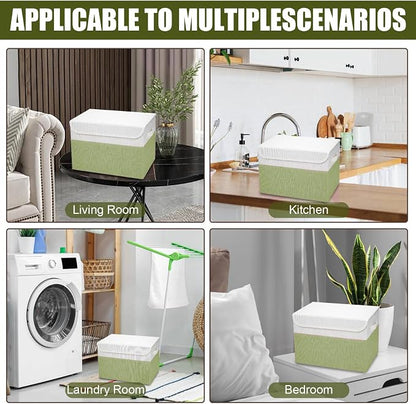 Large 22 Quart Linen Fabric Foldable Storage Bin Cube Organizer Basket - Image 7
