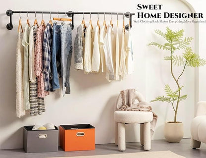 Wall Clothes Rack, Industrial Pipe Clothing Rack - Image 2