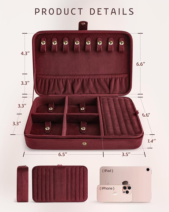 VELORIA Jewelry Box, Premium Velvet Travel Jewelry Organizers And Storage - Image 7