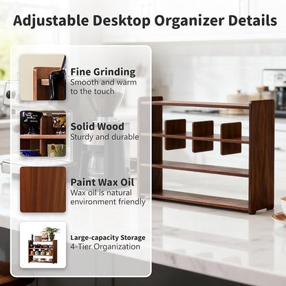 Coffee Cup Holder for Countertop Walnut Wood Coffee Mugs Holder for Kitchen Mug - Image 3