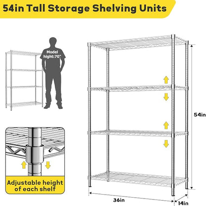 Storage Shelves Heavy Duty, 4-Tier Adjustable Metal Industrial Utility Shelf - Image 2