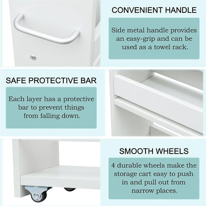 MARTY Rolling Storage Cart 7.9" W, 4-Tier Kitchen Cart - Image 7