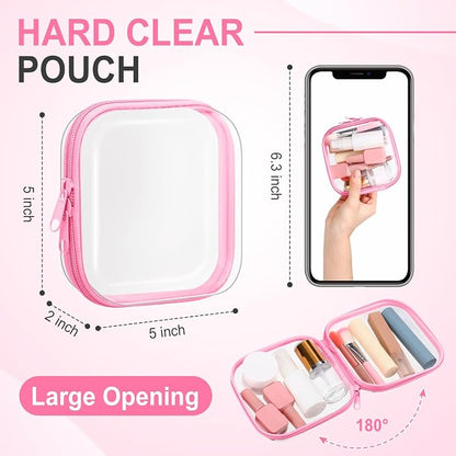 Sanwuta 6 Pcs Clear Hard Zipper Case Hard Plastic Zipper Pouches Transparent - Image 2